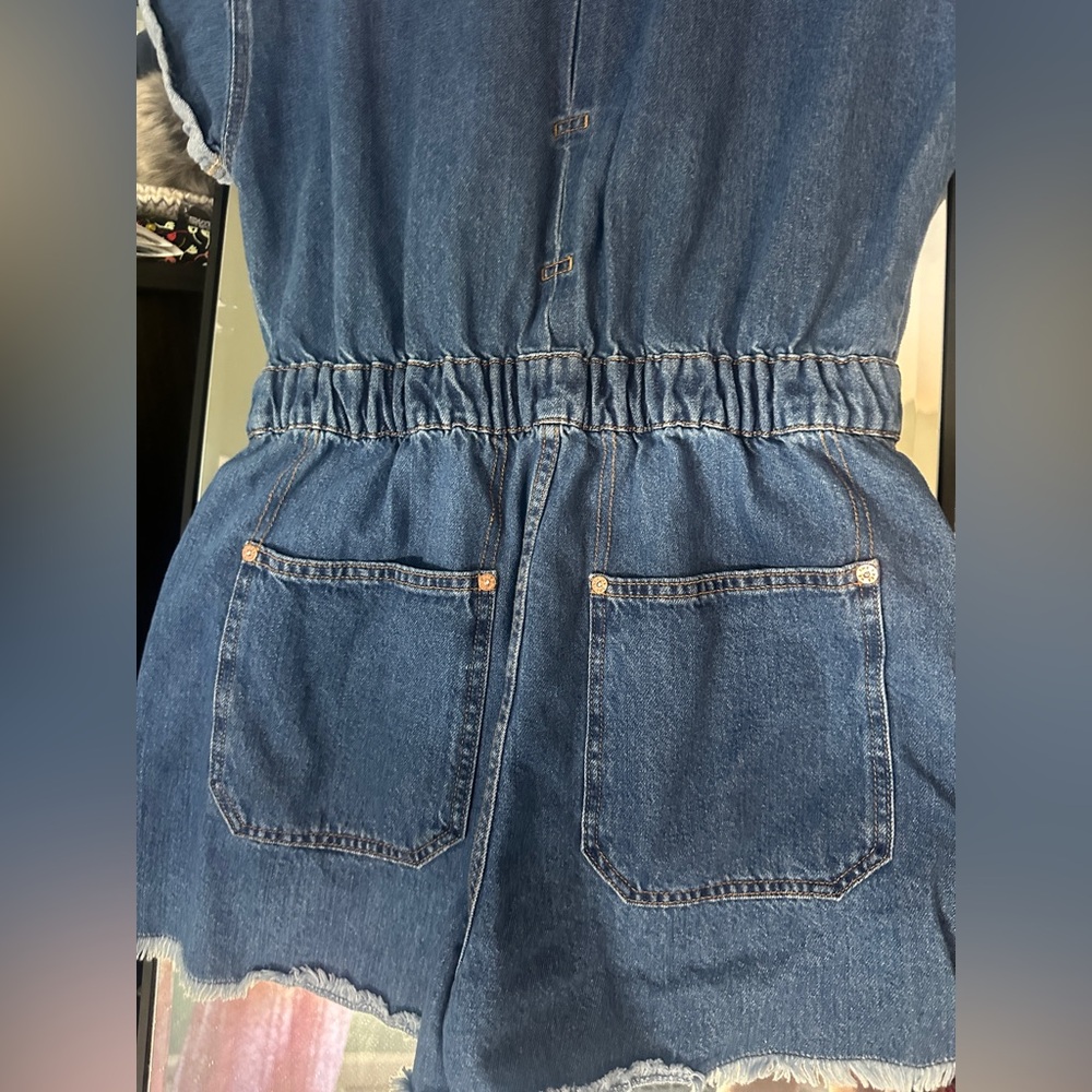 We The Free Blue Denim Short Romper - Picture 12 of 15